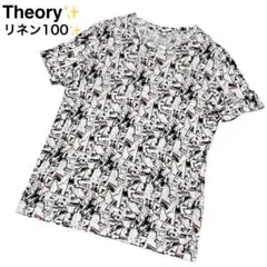 Theory セオリー 春夏 リネン100% 半袖 総柄 Tシャツ Mのサムネイル