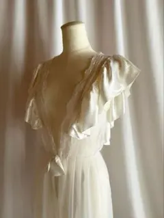 アンティーク ビンテージ 70s USA フリル ロング ワンピース ドレス 傷