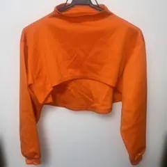 オレンジ クロップドスウェット 長袖