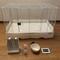 うさぎ 小動物 飼育5点セット ケージ 給水ボトル お皿 チモシー入れ 室温計