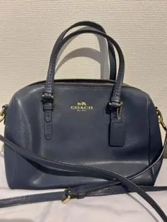 COACH ネイビー レザー ショルダーバッグ