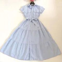 24SS☆ポロラルフローレン ティアード リネン シャツドレス ワンピース