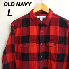 OLD NAVY【L】オールドネイビー古着ネルシャツ バッファローブロックUSA