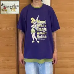希少 00s Disney ティンカーベル ピーターパン ラメプリント Tシャツのサムネイル