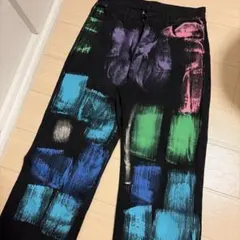 カラフルペイント ブラックデニムパンツ男女兼用　お値下げ応じます！