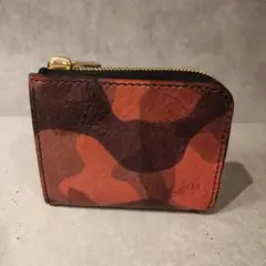 迷彩柄 二つ折り財布 ピンク 本革