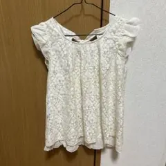 ホワイトレースノースリーブシャツ バックリボン INGNI 美品