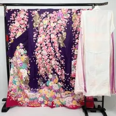 ゆりのはな　本振袖セット（着物+長襦袢）　トール＆プラスサイズ　正絹　D701