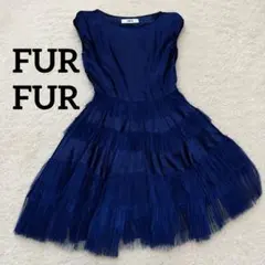 FURFUR チュールフリル ティアード オケージョンワンピース ネイビー