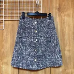 MIIA グレー系 ツイード ボタン付き タイトスカート
