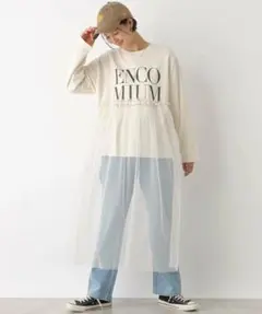 LPSIMレプシム　ロゴチュールレイヤー長袖ワンピース白トレーナーのサムネイル