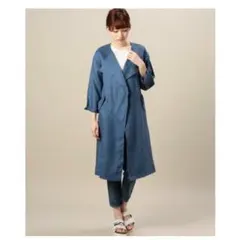 beauty&yourth BYTF リネンノーカラーガウン コバルトブルー