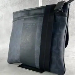 ✨美品✨コーチ　ショルダーバッグ シグネチャー　ヘリテージ　ストライプ　黒