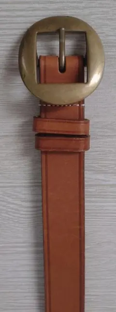 ラルフローレン ブラウンレザー ベルト 円形バックル
