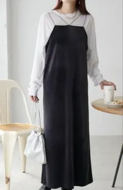 キャミワンピース　ブラック　ベロア