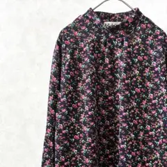 真里子の詩 カットソー モックネック チュニック丈 小花柄 ゆったり 薄手