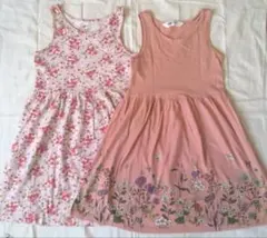 H＆M　ガールズノースリーブワンピース２着セットB　120サイズ