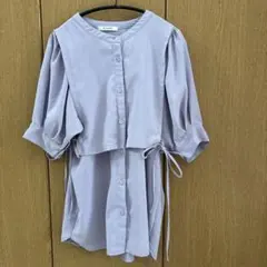 W CLOSET 半袖シャツ レイヤード風 パフスリーブ 薄紫のサムネイル