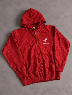 Y LIFEGUARD GILDAN M 赤 ジップパーカー フーディー 古着系