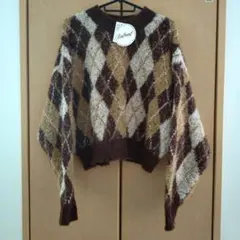 新品タグ付き レディース 長袖 アーガイル セーター ニット Lサイズ