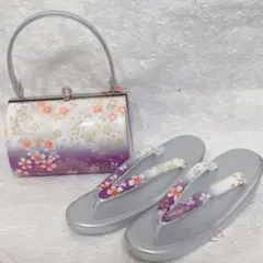 お値下げ！草履バッグセット 雪輪桜　成人式 フリーサイズ 日本製 011