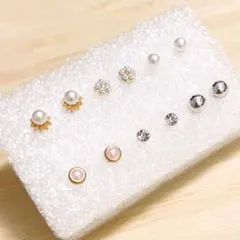 【A73】小粒☆樹脂ピアス6ペア☆パール系、シンプルカラーセット