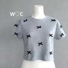 WC ダブルシー ミニリボン コンパクト ワッフル クロップド丈Tシャツ Fのサムネイル