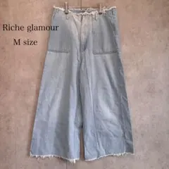 Riche glamour デニム ワイドパンツ M フリンジ ハイウエストのサムネイル
