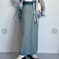 ジーナシス　ハイショクアミニットナロースカート　スリット　透け感　フリーサイズ