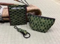 【３点セット】畳縁　マチ付ポーチ　カードケース　キーリング　新品