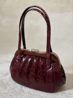 タートルレザー 亀革 エキゾチックレザー ハンドバッグ　レザーバッグ 美品 リアル 亀革 タートルレザー 和装 ハンドバッグ 小銭入れ