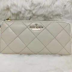 美品　kate spade ケイトスペード ラウンドジップ 長財布 アイボリー