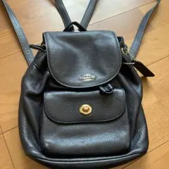 COACH ブラックレザー リュックのサムネイル