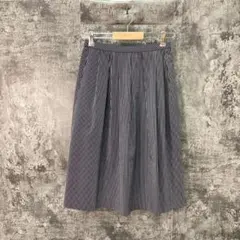 Leilian レリアン【M相当】ストライプ柄 フレアスカート/コットン 黒のサムネイル
