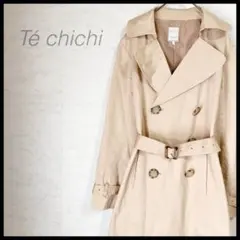 【テチチ】ベルト付きトレンチコート 防寒 ベージュ ゆったり 薄手 カジュアル