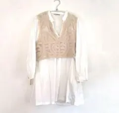 【ZARA】かぎ編みベストシャツワンピースチュニック