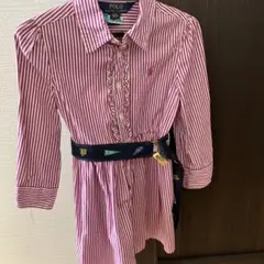 POLO RALPH LAUREN ストライプ長袖ワンピース 3/3T