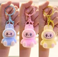 セール3点セット　ラブブぬいぐるみマスコットキーホルダー　labubuキーリング