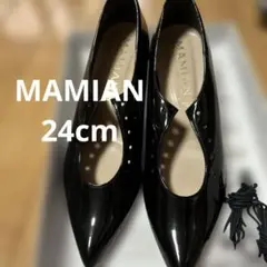 【美品】MAMIAN パンプス ブラック エナメル調　24cmのサムネイル