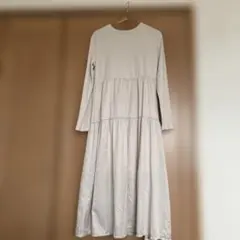妊婦服GU 長袖シャツワンピース XL ライトベージュ