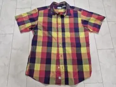 美品 Columbia コロンビア 半袖チェックシャツ マルチカラー ロゴ入り