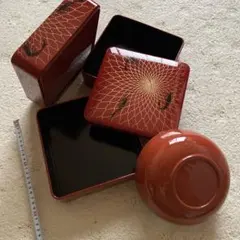 重箱　3段と丸お椀のセット　旅館の料亭仕様　お重　三段重