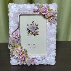 お値下げ　花柄装飾付きフォトフレーム 4