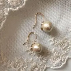 ♡一粒パール♡コットンパール ピアス