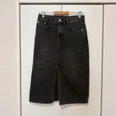 ZARA スリット　ブラックデニムスカート　ひざ下