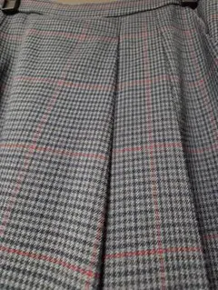 チェック柄プリーツワイドパンツ