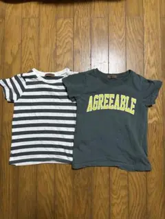 ストライプとプリントTシャツ2枚セット100