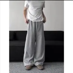 スウェットパンツ　グレー　L ワイドパンツ　メンズ　ゆったり　ラフ　ルームウェア