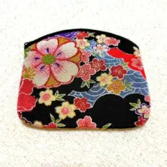 花柄ファスナー付き小物入れ　和柄