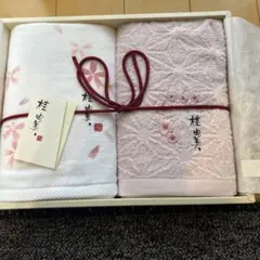 【新品　未使用】桂由美 花柄フェイスタオルセット 2枚入り　綿100%